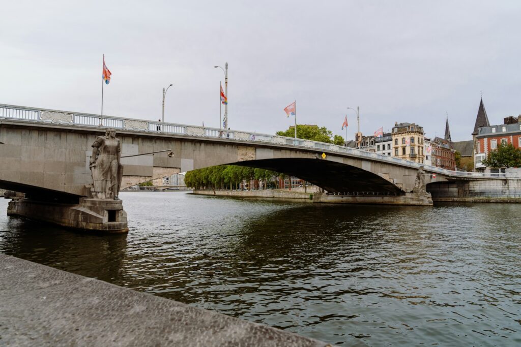 Uitzicht over de daken van Luik en de Maas vanaf de heuvel bij de citadel