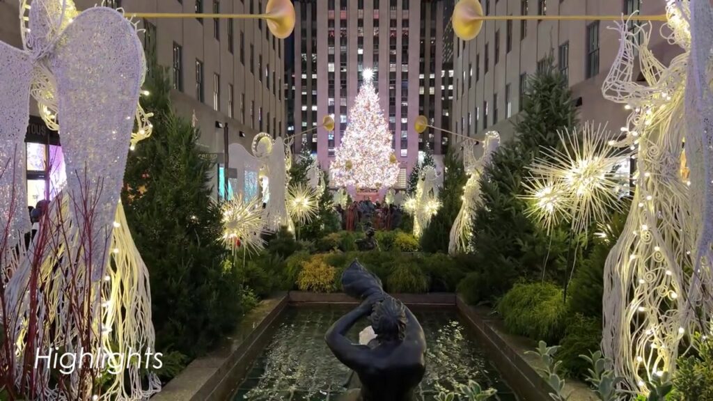 Verlichte kerstboom bij het Rockefeller Center in New York